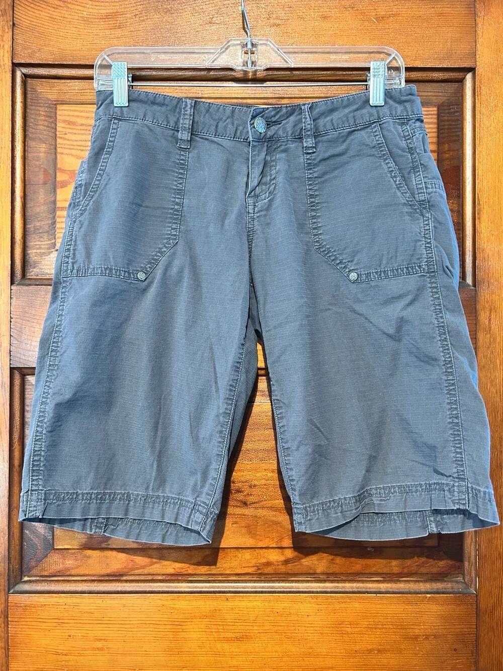 prAna Halle Shorts Size 2 Grey Ripstop Hiking Outdoor Bermuda